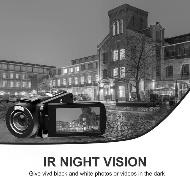 Alt view image 12 of 12 - Video Camera, 1080P 30MP Camcorder IR Night Vision Vlogging Camera for YouTube,3.0" LCD Screen 18X Digital Zoom Recorder Camera with Remote Control, Microphone, Mini Tripod, 2 Battries, 32GB SD Card