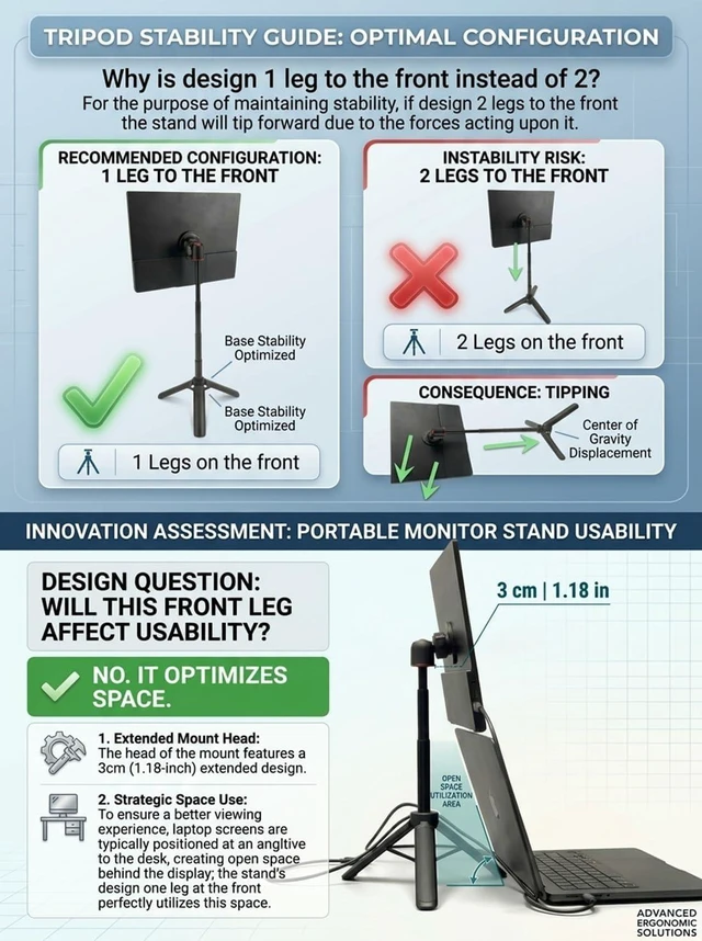 Alt view image 14 of 14 - Portable Travel Monitor Stand, Height Adjustable Magnetic Metal Tripod Mount for 15.6'' Portable Monitor, Foldable Vertical Screen Holder Fits 4.7-18.5'' Monitors & Tablets/Smartphones