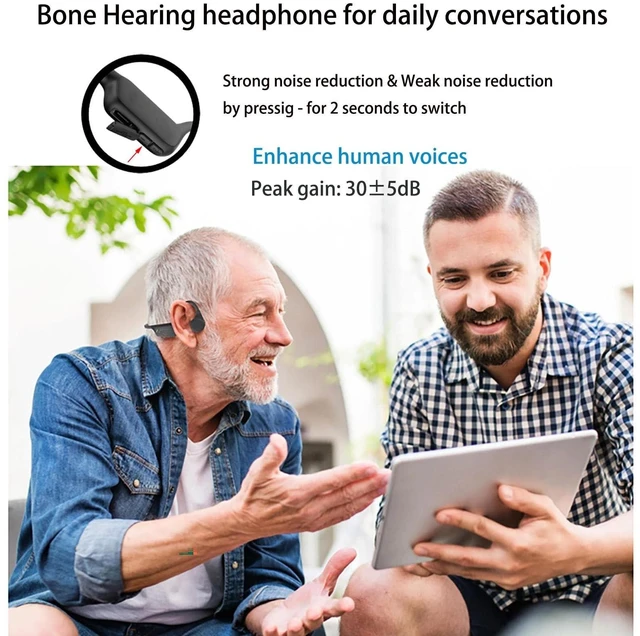 Alt view image 10 of 10 - FANSAISI Bone Conduction Hearing Headphones, Bluetooth Open Ear Listening Headsets Earphones with Sound Collector for Conversations, 15H Long Working time for Daily Use