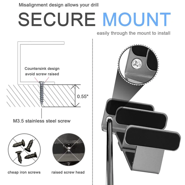 Alt view image 9 of 10 - IFCASE 2 Tier Under Desk Laptop Mount, Double Decker Metal Under Desk Shelf Holder for Laptop, MacBook Pro, Keyboard with Anti-Scratch Silicone (Silver)