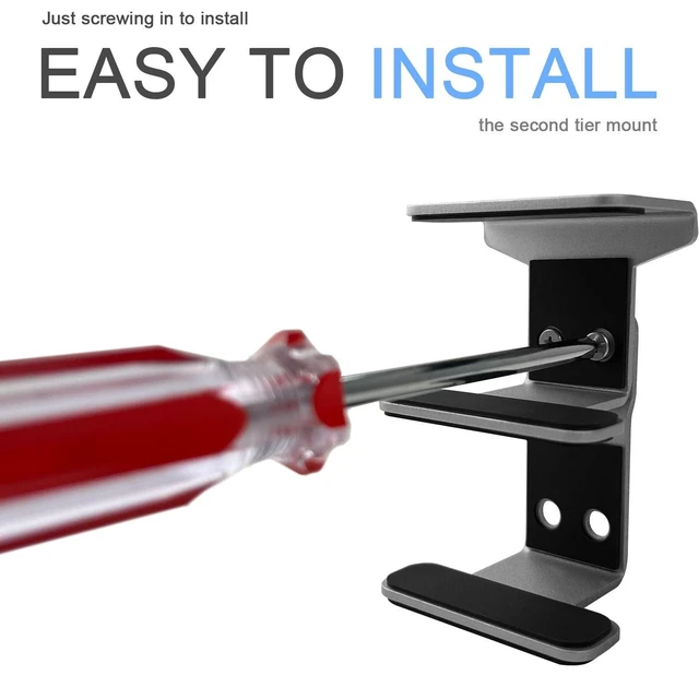 Alt view image 10 of 10 - IFCASE 2 Tier Under Desk Laptop Mount, Double Decker Metal Under Desk Shelf Holder for Laptop, MacBook Pro, Keyboard with Anti-Scratch Silicone (Silver)
