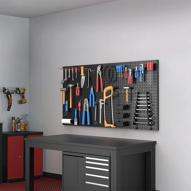 Alt view image 12 of 12 - 4 Pcs Metal Pegboard Wall Panels, Peg Boards for Garage Tool Storage
