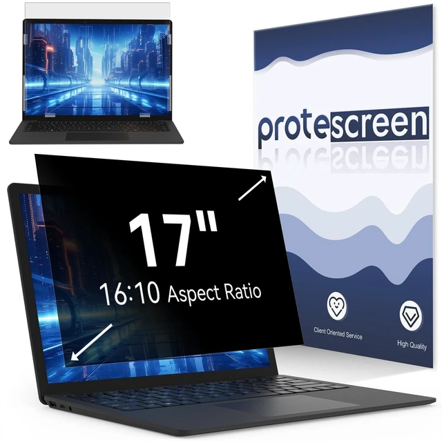 Alt view image 6 of 10 - Laptop Privacy Screen 17 Inch Compatible With Lenovo Hp Dell Acer Asus Thinkpad Envy Xps, 16:10 Aspect Removable Anti Glare Blue Light Filter Protector, 17in Computer Monitor Privacy Shield