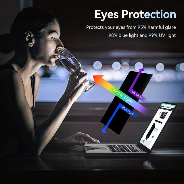 Alt view image 8 of 10 - Laptop Privacy Screen 17 Inch Compatible With Lenovo Hp Dell Acer Asus Thinkpad Envy Xps, 16:10 Aspect Removable Anti Glare Blue Light Filter Protector, 17in Computer Monitor Privacy Shield