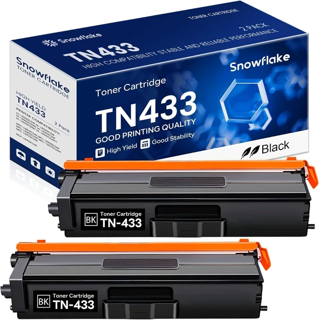 Alt view image 7 of 12 - TN-433BK TN433BK 2-Pack High Yield Black Toner Cartridge Compatible TN433BK TN-433BK Replacement for Brother TN433 TN-433 TN 433 MFC-L8900CDW HL-L8360CDW HL-L8260CDW Printer.