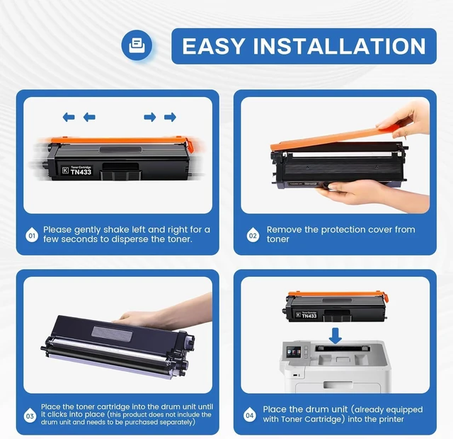 Alt view image 11 of 12 - TN-433BK TN433BK 2-Pack High Yield Black Toner Cartridge Compatible TN433BK TN-433BK Replacement for Brother TN433 TN-433 TN 433 MFC-L8900CDW HL-L8360CDW HL-L8260CDW Printer.
