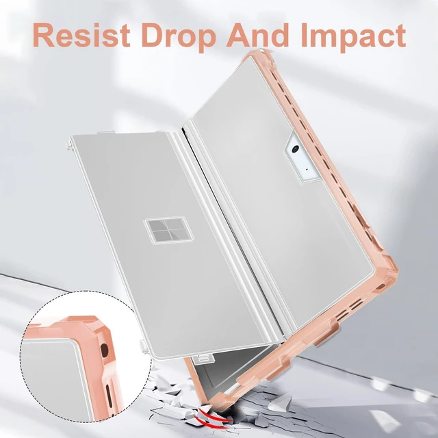 Alt view image 8 of 10 - SSSGRGB Case Fit 12.3" Microsoft Surface Pro 7 Plus/7/6/5/4/LTE, Protective Rugged Cover Case, with Stylus Pen Holder, Compatible with Type Cover Keyboard,Transparently&Pink