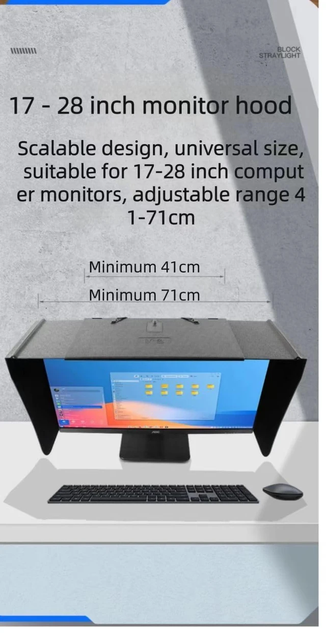 Alt view image 8 of 10 - 17-27 inch Monitor HoodSuitable for Dell HP Viewsonic Philips Samsung EIZO NEC ASUS ACER BENQ AOC Lenovo, Suitable for Monitor Frame Width of 41-71cm