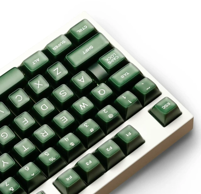 Alt view image 6 of 10 - ULTRAEQUIP Emerald Jade Keycaps 142 Keys Double Shot PBT Keycaps RSA Profile, Translucent Green Shine Through, Custom Set for ISO ANSI 60, 75, 80, 95, 100% Mechanical Keyboard
