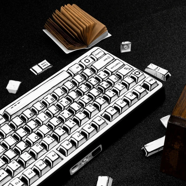 Alt view image 8 of 10 - GEKUCAP PBT White Keycaps 136 Keys Manga Theme Custom Keycap Set, Cherry Profile Dye-Sublimation Key caps for 61/64/68/84/87/100/104/108 Cherry Gateron MX Switches Mechanical Keyboard