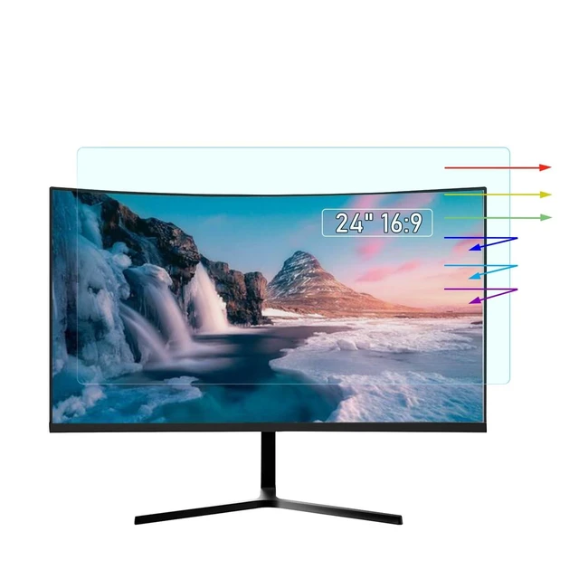 Alt view image 6 of 10 - YINOVEEN 24 Inch Anti Blue Light Screen Protector For Universal Diagonal 24" With Aspect Ratio 16:9 Standard/Curved Monitor &Touchscreen, Protection Eyes Filter