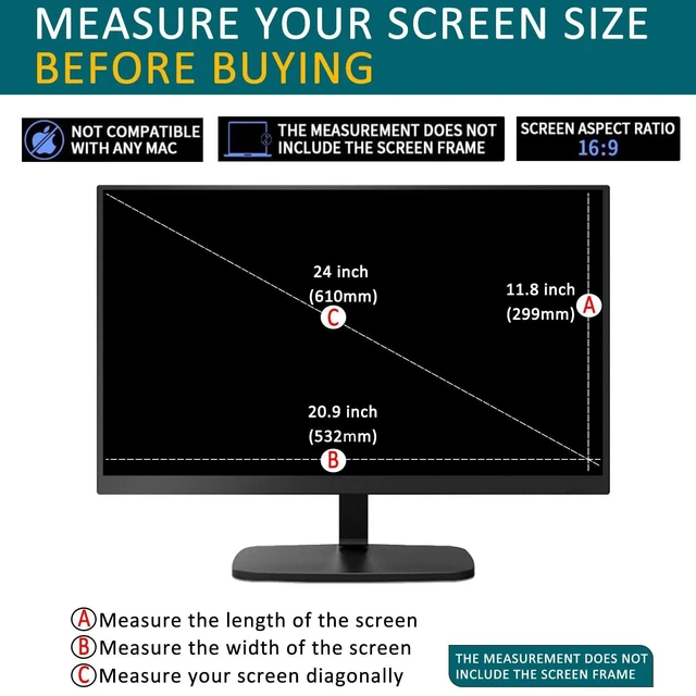 Alt view image 7 of 10 - YINOVEEN 24 Inch Anti Blue Light Screen Protector For Universal Diagonal 24" With Aspect Ratio 16:9 Standard/Curved Monitor &Touchscreen, Protection Eyes Filter