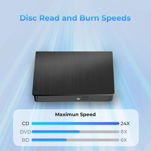 Alt view image 11 of 14 - External Blu Ray Drive, Support 50G Disc Read/Write Bluray Drives, Portable 3D Blu Ray Burner with USB 3.0 and Type-C, Cd Player Suitable for Windows XP/7/8/10/11 MacOS for Laptop, Desktop, Mac