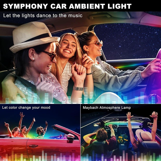 Alt view image 14 of 14 - Dreamcolor Acrylic Interior Car LED Strip Light with Wireless APP, RGB 18 in 1 with 175 inches 600 LEDs Fiber Optic Car Ambient Lighting Kits, Dual Zone Sound Active Function LED Strip for Car