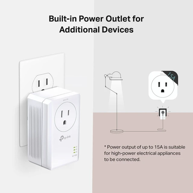 Alt view image 11 of 14 - AV1000 Powerline Ethernet Adapter(TL-PA7017P KIT)- Gigabit Port Plug and Play Extra Power Socket for Additional Devices Ideal for Smart TV