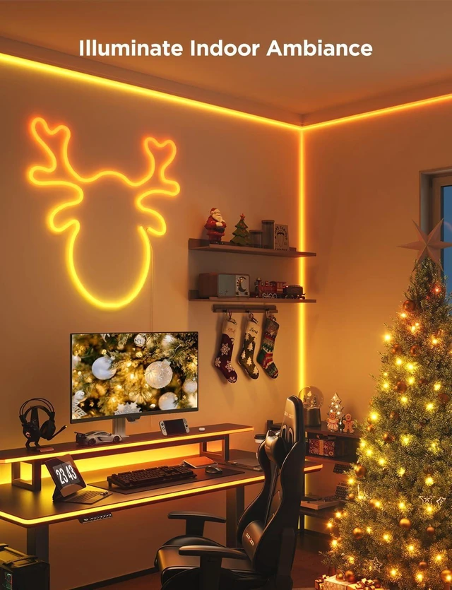 Alt view image 9 of 14 - Govee RGBIC Gaming Lights, 10ft Neon Rope Lights Soft Lighting for Gaming Desks, LED Strip Lights Syncing with Razer Chroma, Support Cutting, Smart App Control, Music Sync, Adapter (Only 2.4G Wi-Fi)