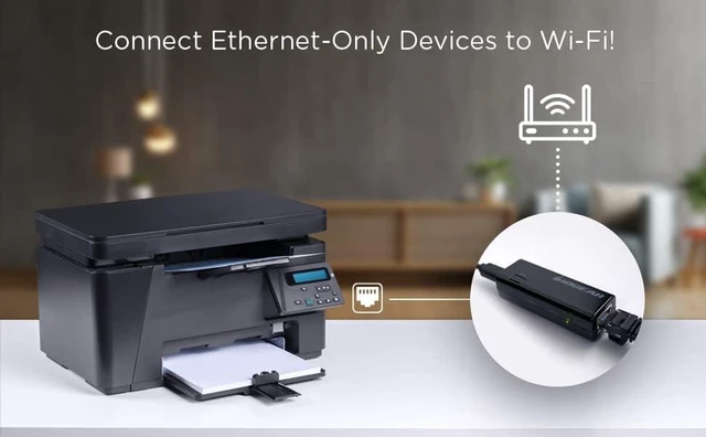 Alt view image 12 of 13 - Universal Ethernet to Wi-Fi N Adapter - Speeds of up to 300Mbps on 2.4GHz - Push-button Wi-Fi Protected Setup (WPS) - Supports WEP, WPA, WPA2, TKIP and AES encryption - GWU637