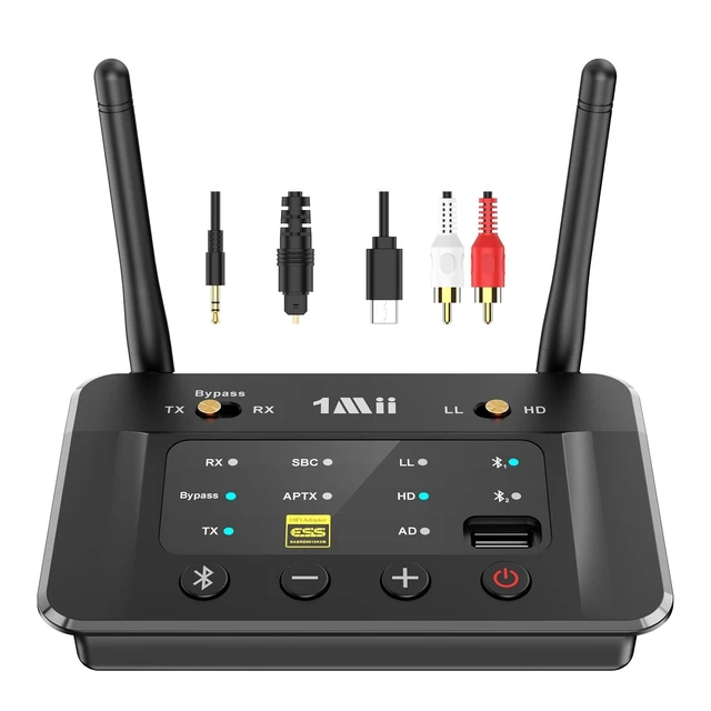 Alt view image 6 of 10 - 1Mii B03S Bluetooth 5.3 Transmitter Receiver for TV Home Stereo, Wireless Audio Adapter with Audiophile DAC, aptX Adaptive/LL/HD, Dual Link, Optical RCA AUX 3.5mm Inputs/Outputs