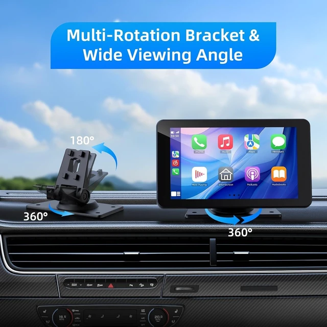 Alt view image 14 of 14 - Wireless Carplay and Android Auto Screen for Car, 7" HD Portable Touch Screen Car Stereo with Bluetooth, Backup Camera, Navigation, Mirror Link for All Vehicles