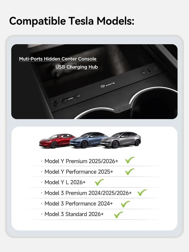Alt view image 9 of 14 - Muti-Ports USB Hub for Tesla Model Y Juniper/Model 3 Highland/YL