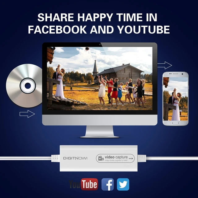 Alt view image 9 of 10 - VIXLW Video Capture, USB Video Capture Device, Convert VHS to Digital, VHS/VCR/Hi8/Mini DV to Digital/DVD Converter, for Tape Player Camcorder Camera PC TV OBS, for Mac OS, Android, WinXP/7/8/10