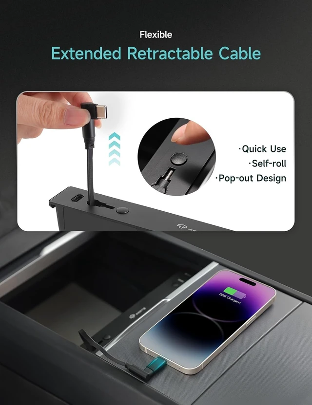 Alt view image 12 of 14 - Muti-Ports USB Hub for Tesla Model Y Juniper/Model 3 Highland/YL
