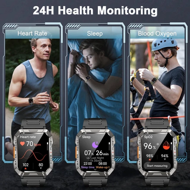 Alt view image 12 of 14 - Smart Watch for Men(Answer/Make Call), Outdoor Sports Smartwatch with Flashlight/100 Days Battery/Compass/Heart Rate/SpO2/Sleep Monitor/2 Straps, Fitness Tracker for iPhone/Android Phones