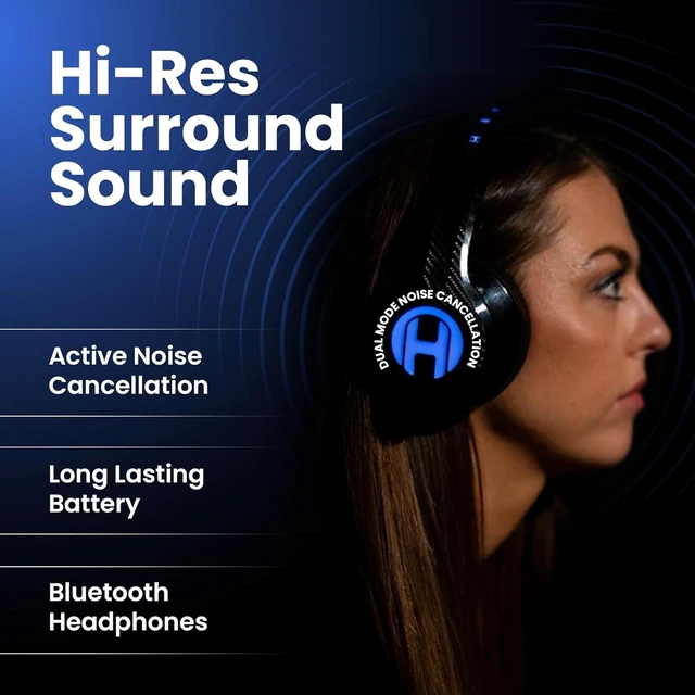 Alt view image 9 of 14 - HAYMAKER Noise Cancelling Bluetooth Gaming Headphones - Dirac 3D Surround with 30+ Hr Battery, Touch Controls and RGB - Gaming Headsets for PS5, Xbox, PC, Switch & Mobile