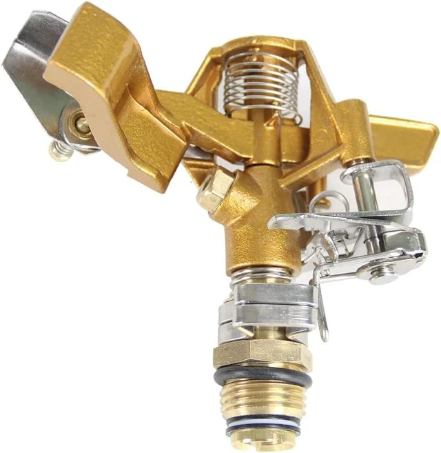 Alt view image 14 of 14 - Chapin 4993: Heavy Duty Brass Head Tripod Impact Lawn Sprinkler, 360 Degree Coverage for Large Lawns, Golf Courses, Gardens, Adjustable Height, Gooseneck Hose Connection, Red and Black
