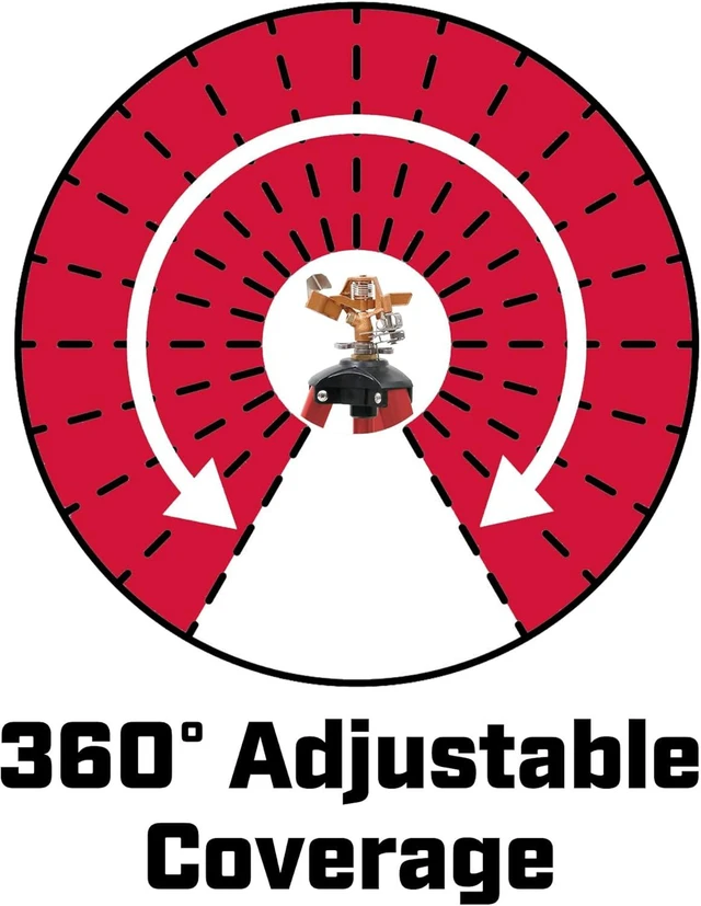 Alt view image 13 of 14 - Chapin 4993: Heavy Duty Brass Head Tripod Impact Lawn Sprinkler, 360 Degree Coverage for Large Lawns, Golf Courses, Gardens, Adjustable Height, Gooseneck Hose Connection, Red and Black