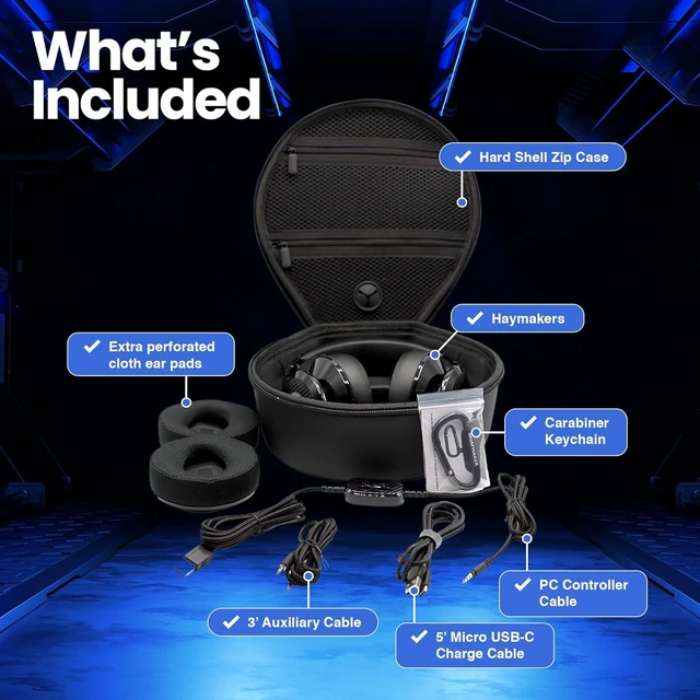 Alt view image 14 of 14 - HAYMAKER Noise Cancelling Bluetooth Gaming Headphones - Dirac 3D Surround with 30+ Hr Battery, Touch Controls and RGB - Gaming Headsets for PS5, Xbox, PC, Switch & Mobile
