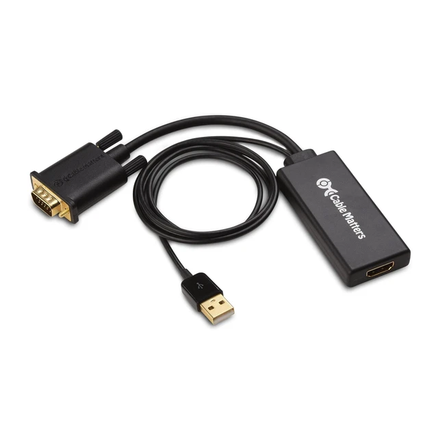 Alt view image 7 of 10 - Cable Matters VGA to HDMI Adapter for Monitor and TV (VGA to HDMI Converter) with Audio Support