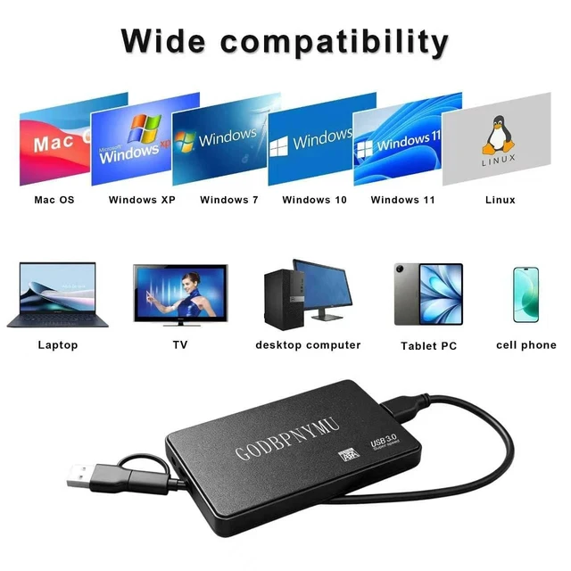 Alt view image 10 of 10 - GODBPNYMU External Hard Drive 1 TB HDD USB 3.0 Portable Storage for PC, Laptop, Mac, Xbox, PS4 High-Speed Data Transfer, Backup Drive for Photos, Music, Files