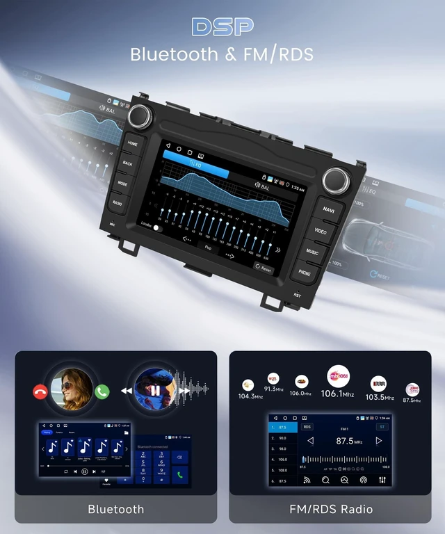 Alt view image 9 of 10 - 4Core+64G Android 15 Car Stereo for Honda CRV 2007 2008 2009 2010 2011, Wireless Carplay Android Auto, 7'' Touchscreen Car Radio with GPS Navigation Bluetooth WiFi FM/RDS 32EQ Backup Camera SWC