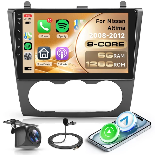 Alt view image 6 of 10 - Rimoody 8 Core 6G 128G Android 15 Car Stereo for Nissan Altima 2008-2012, Wireless Carplay Android Auto, 9 Touchscreen Radio with GPS Bluetooth 5G-WiFi FM/RDS 32EQ DSP Backup Camera SWC(Manual