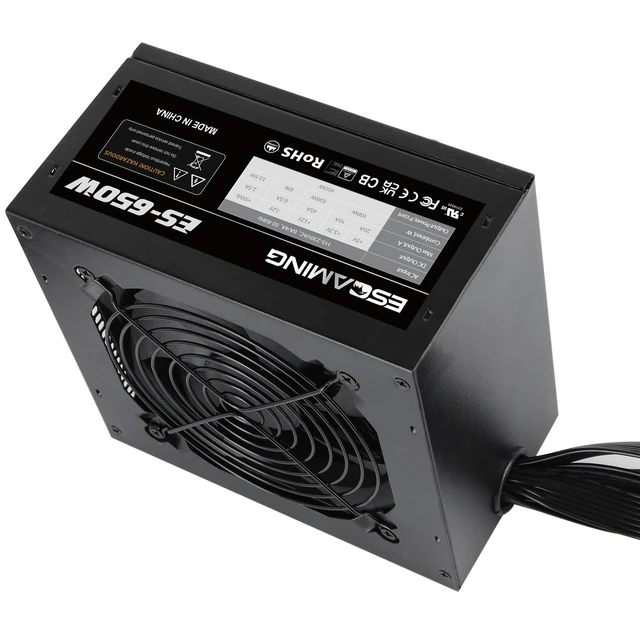 Alt view image 8 of 10 - ESGAMING 650W Non Modular Power Supply with Low-Noise 120mm Fan ATX PSU, 115/230 Voltage Switch PFC Protection