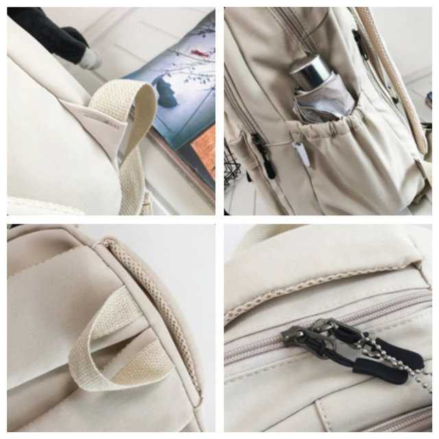 Alt view image 9 of 10 - MININAI Cute Aesthetic Backpack for Women Casual Solid Bookbag Laptop Backpacks Korean Fashion College Travel Daypack (Beige)