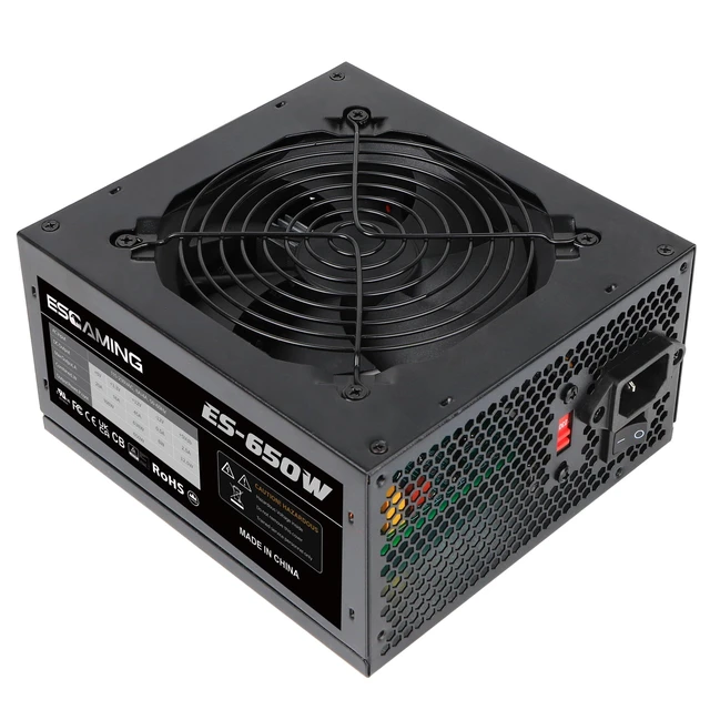 Alt view image 7 of 10 - ESGAMING 650W Non Modular Power Supply with Low-Noise 120mm Fan ATX PSU, 115/230 Voltage Switch PFC Protection