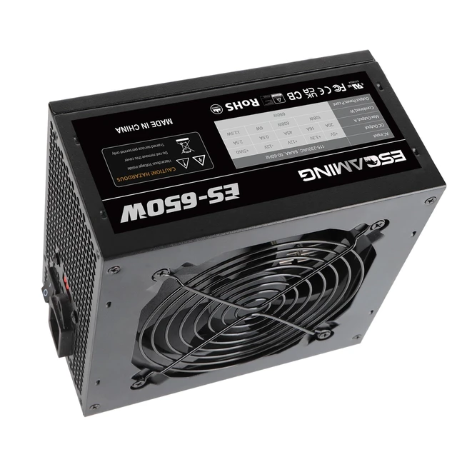 Alt view image 9 of 10 - ESGAMING 650W Non Modular Power Supply with Low-Noise 120mm Fan ATX PSU, 115/230 Voltage Switch PFC Protection