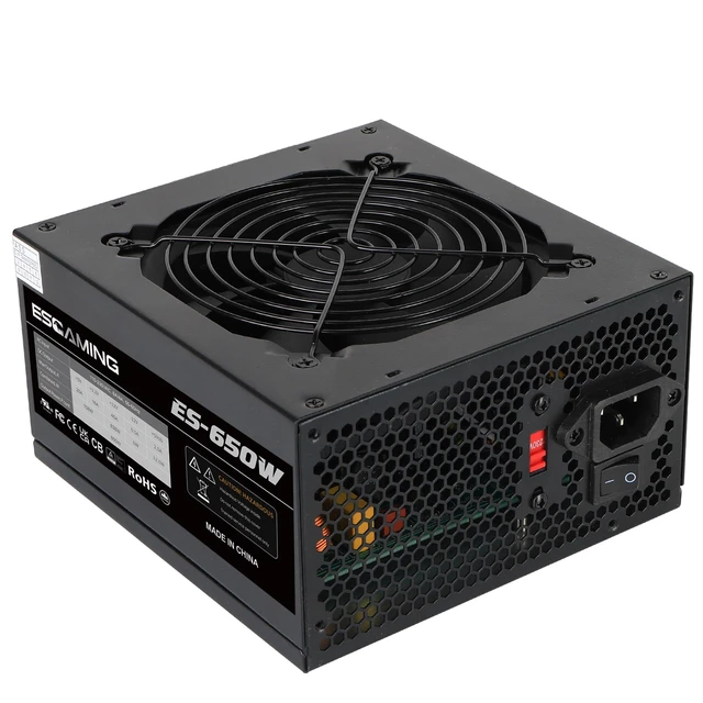 Alt view image 6 of 10 - ESGAMING 650W Non Modular Power Supply with Low-Noise 120mm Fan ATX PSU, 115/230 Voltage Switch PFC Protection