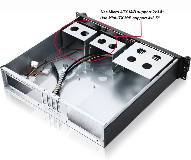 Alt view image 9 of 10 - RackChoice 2U Micro ATX Compact Rackmount 2 x 5.25 Chassis Support ATX PS2 PSU with 120mm Fan on top, USB3.0 with 2.0 Adapter