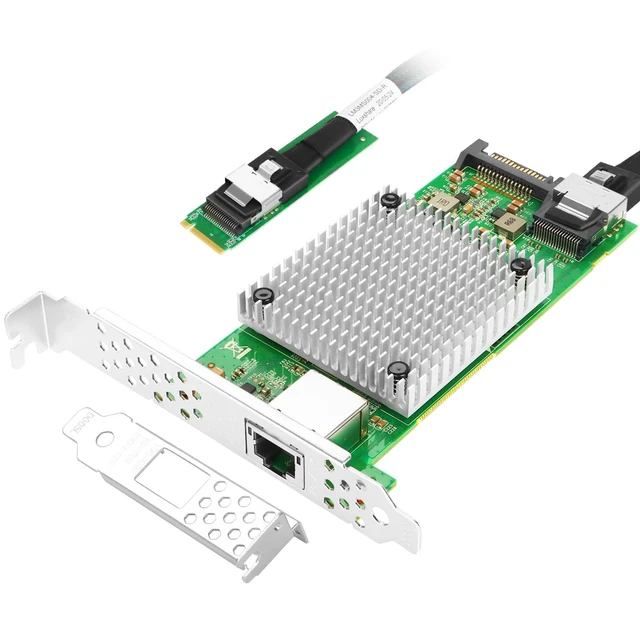 Alt view image 6 of 10 - Vogzone M.2 to 10GbE RJ45 NIC, Single RJ45 Port with Intel 82599 chip, M.2 + M Key + SFF-8087 with 35cm(13.7in) Cable, 10 Gigabit Network Card for Windows, Linux, UEFI