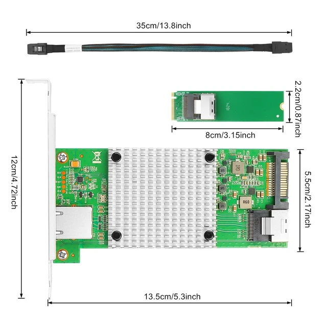 Alt view image 8 of 10 - Vogzone M.2 to 10GbE RJ45 NIC, Single RJ45 Port with Intel 82599 chip, M.2 + M Key + SFF-8087 with 35cm(13.7in) Cable, 10 Gigabit Network Card for Windows, Linux, UEFI