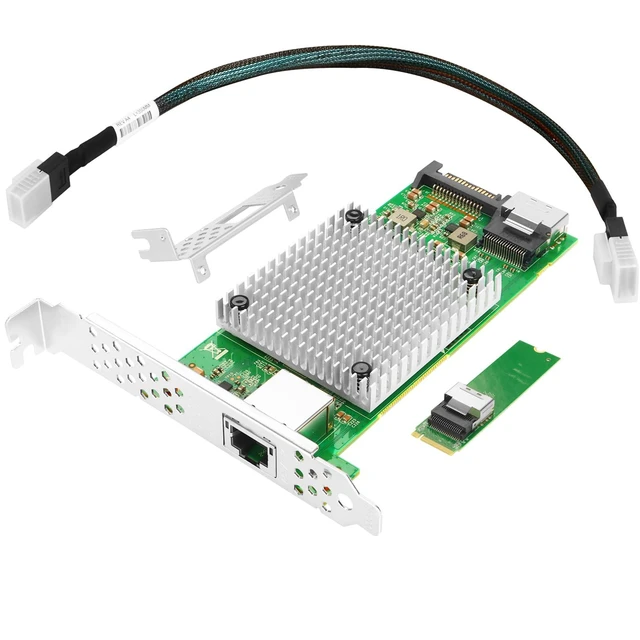 Alt view image 10 of 10 - Vogzone M.2 to 10GbE RJ45 NIC, Single RJ45 Port with Intel 82599 chip, M.2 + M Key + SFF-8087 with 35cm(13.7in) Cable, 10 Gigabit Network Card for Windows, Linux, UEFI