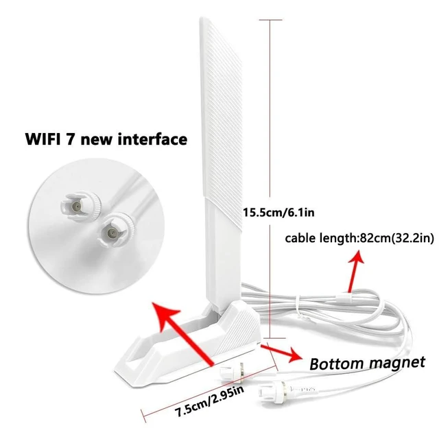Alt view image 7 of 10 - WiFi 7 Antenna 2.4/5/6GHz for ASUS ROG Strix Z890-A,Strix Z790-A Gaming WiFi II, Strix X870-A, Maximus Z890 APEX, Z790 MAX,Maximus Z790,Prime Z890-P Z890-P CSM Z890M-PLUS Tri Band Gaming