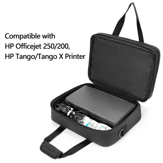 Alt view image 7 of 10 - samdew Double-layer Portable Mobile Printer Storage Bag Compatible with HP Tango/Tango X, HP Officejet 250/200, Printer Carrying Case with 15.6" Laptop Layer, Shoulder & Trolley Strap, Bag Only
