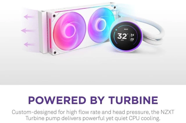 Alt view image 7 of 10 - NZXT Kraken Elite 240 RGB 2024 - AIO CPU Liquid Cooler - 240mm Radiator - 2 x F120P Fans - Customizable 2.72" IPS LCD - NZXT Turbine Pump - AMD AM5, AM4 - Intel LGA 1851/1700, 1200/115X -
