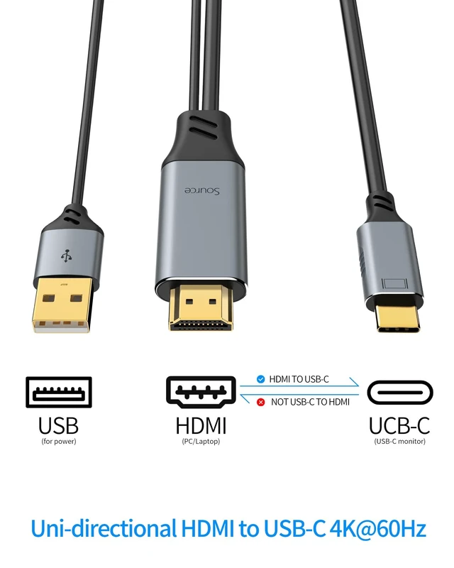 Alt view image 9 of 10 - HDMI to USB C Cable 4K60Hz, HDMI 2.0 to UsbC 6.6FT Soft Graphen Cable Adapter, Connect HDMI Laptop, PC, PS5, Xbox, Steam Deck Dock to USB-C Monitor, Nreal Air, Xreal Air, Touchable Portable Monitor