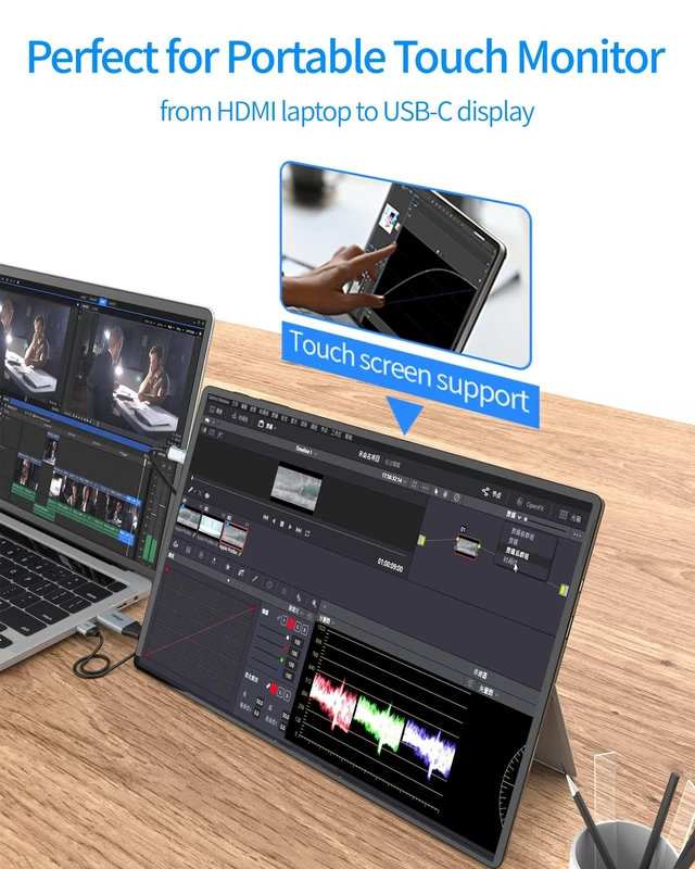 Alt view image 8 of 10 - HDMI to USB C Cable 4K60Hz, HDMI 2.0 to UsbC 6.6FT Soft Graphen Cable Adapter, Connect HDMI Laptop, PC, PS5, Xbox, Steam Deck Dock to USB-C Monitor, Nreal Air, Xreal Air, Touchable Portable Monitor