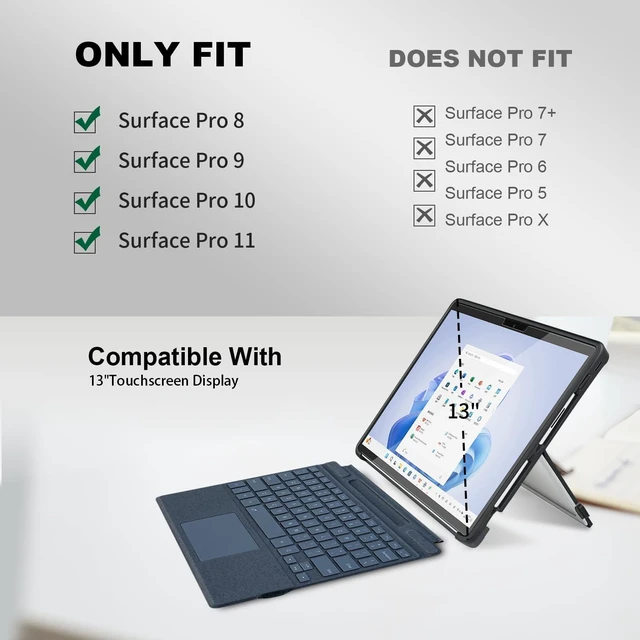 Alt view image 7 of 10 - Case for 13 Inch Microsoft Surface Pro 11/10/9/8, with Stent Cover and Hand Strap, All-in-one Shockproof Folio Rugged Case Compatible with Type Cover Keyboard, TPU/PU Material(Cyan)